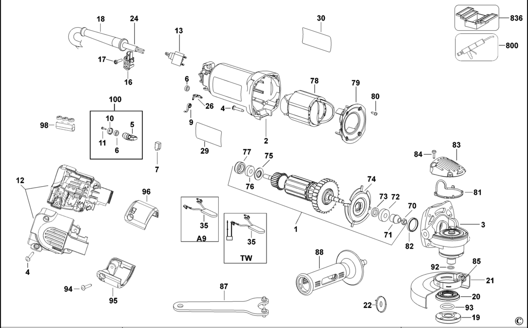 Dewalt D28803 Type 2 Small Angle Grinder Spare Parts