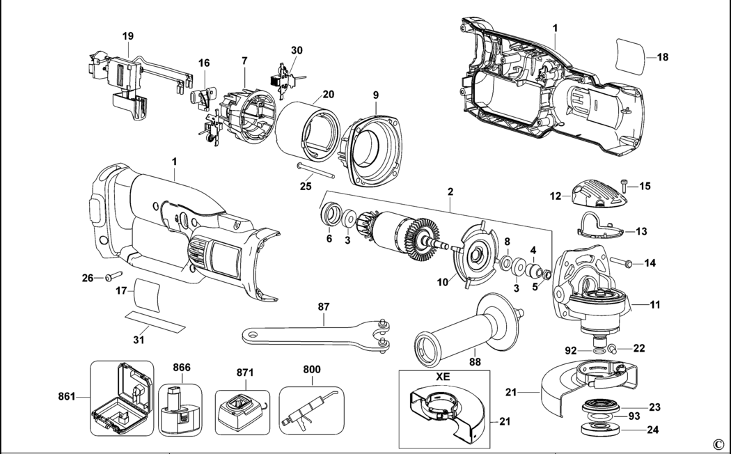 Dewalt DC411 Type 1 Small Angle Grinder Spare Parts