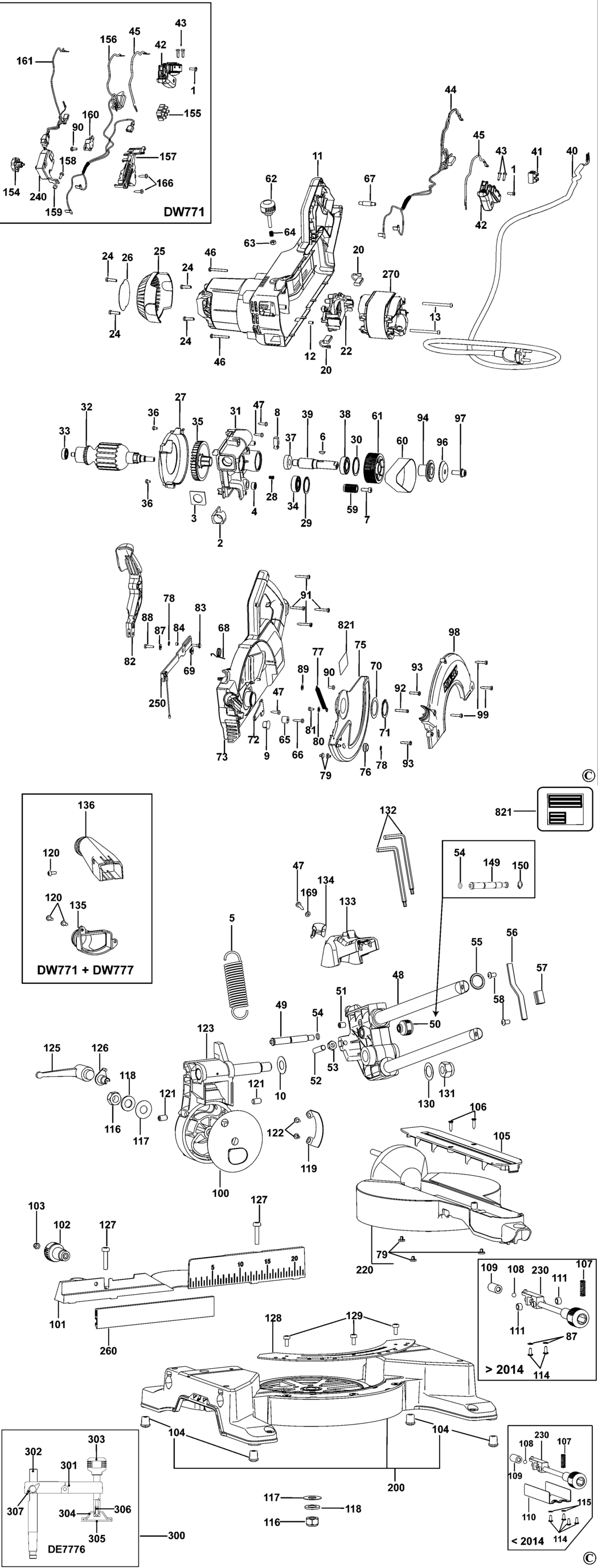 Dewalt DW777 Type 2 Mitre Saw Spare Parts