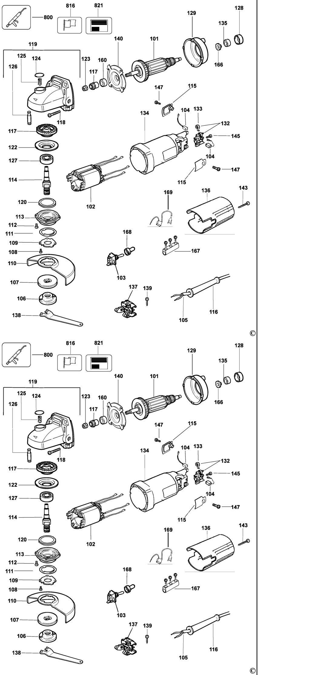 Dewalt DW810 Type 5 Small Angle Grinder Spare Parts
