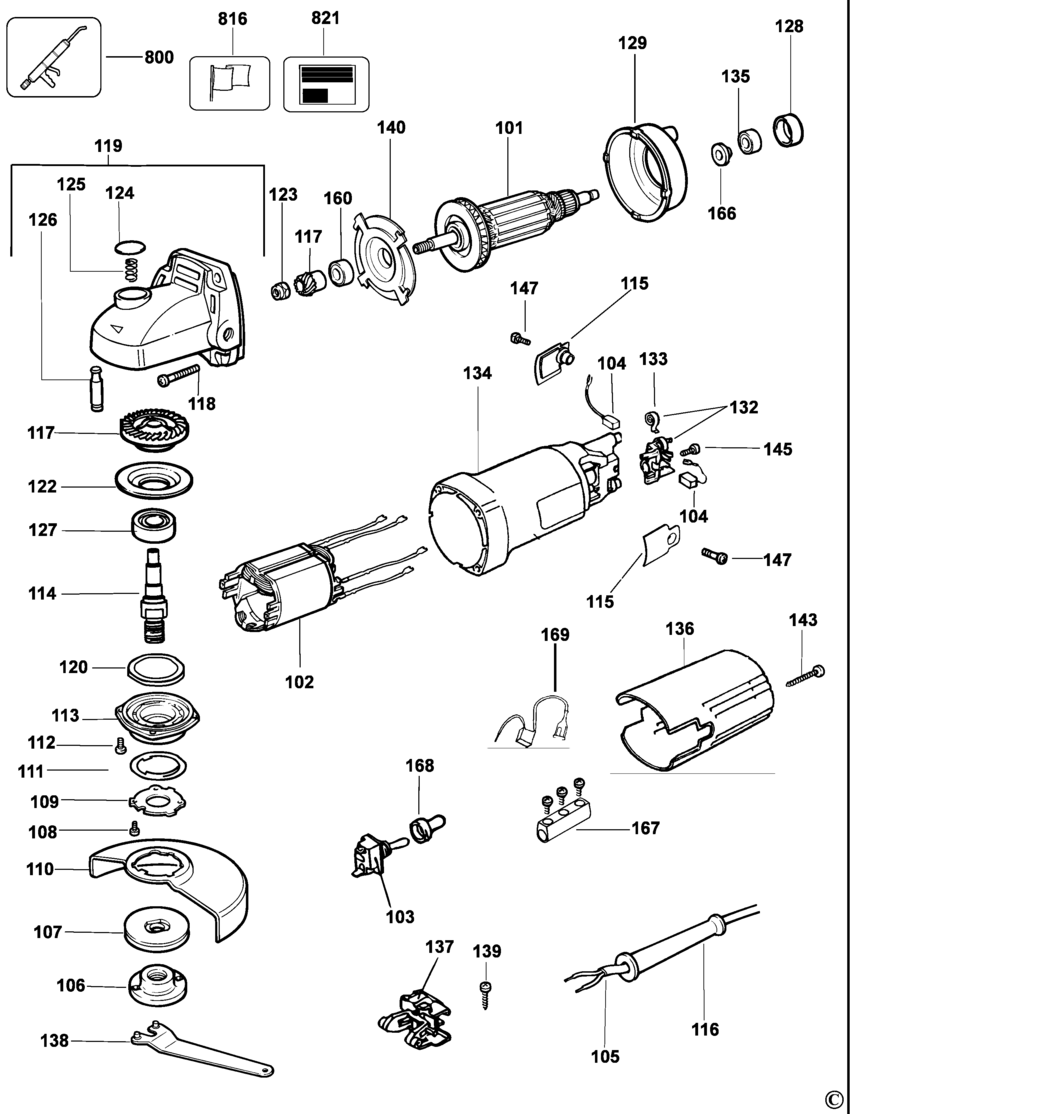 Dewalt DW811 Type 2 Small Angle Grinder Spare Parts