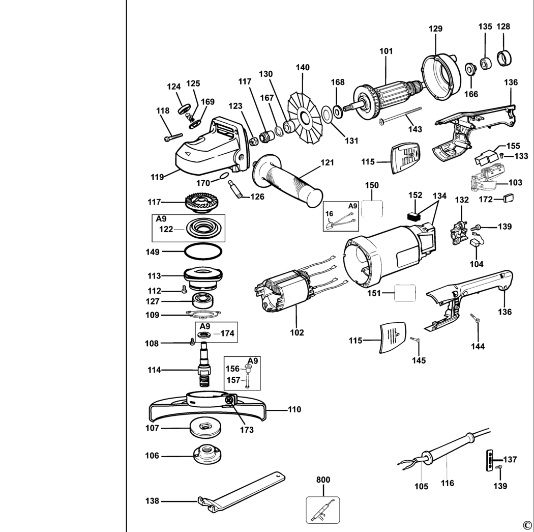 Dewalt DW830 Type 4 Small Angle Grinder Spare Parts