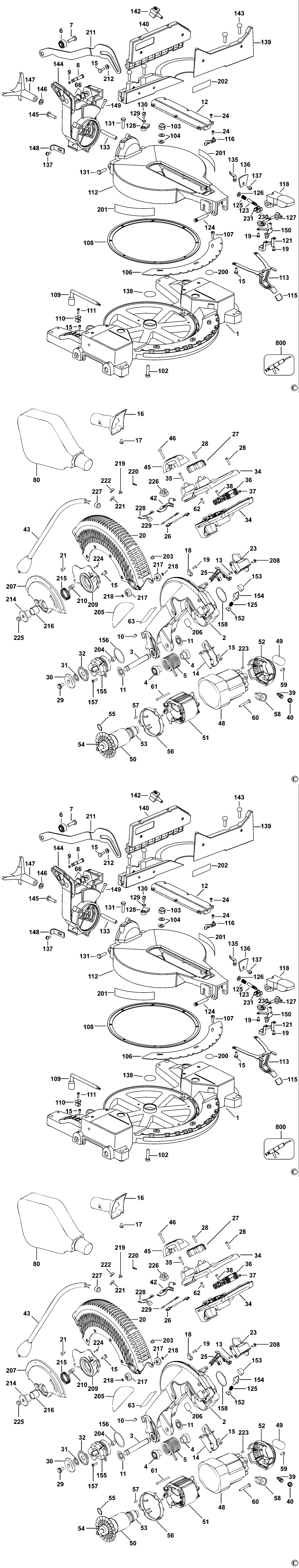 Dewalt DW715 Type 1 Mitre Saw Spare Parts