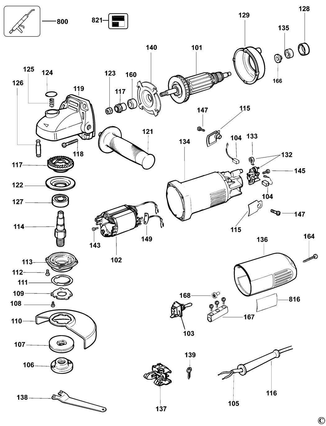 Dewalt DW812 Type 5 Small Angle Grinder Spare Parts