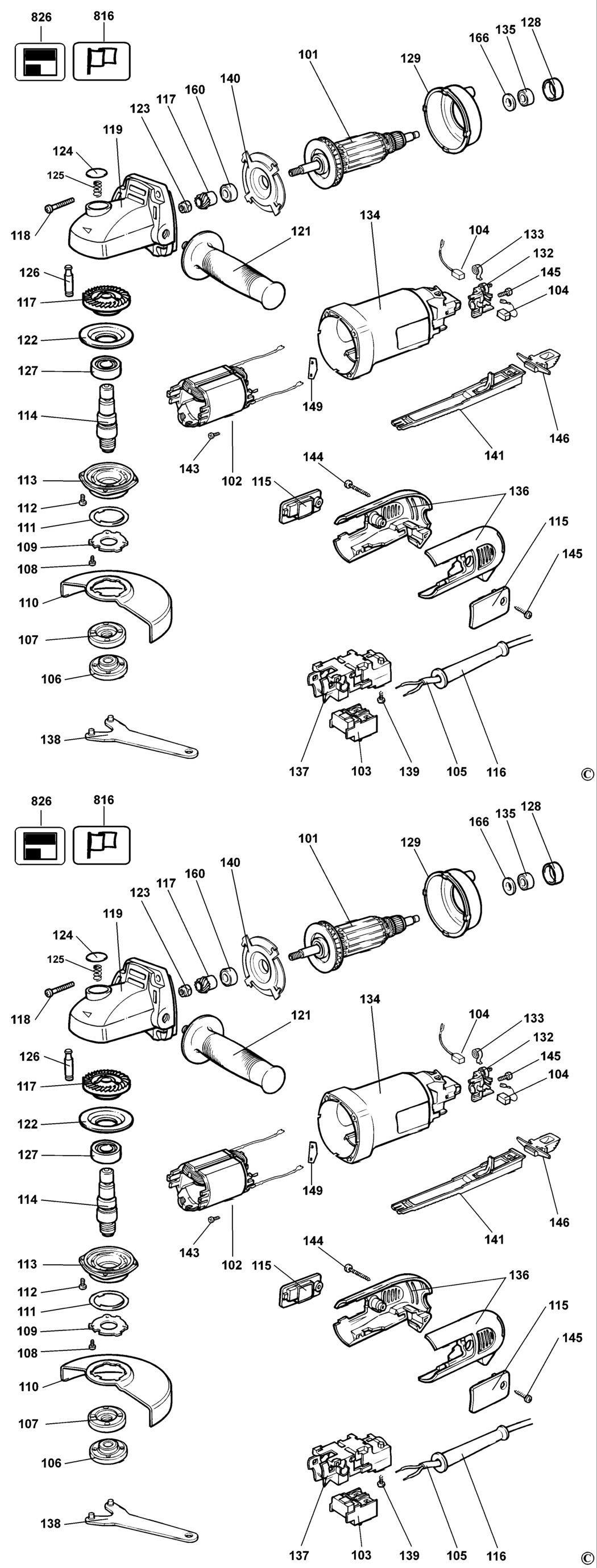 Dewalt DW806 Type 5 Small Angle Grinder Spare Parts