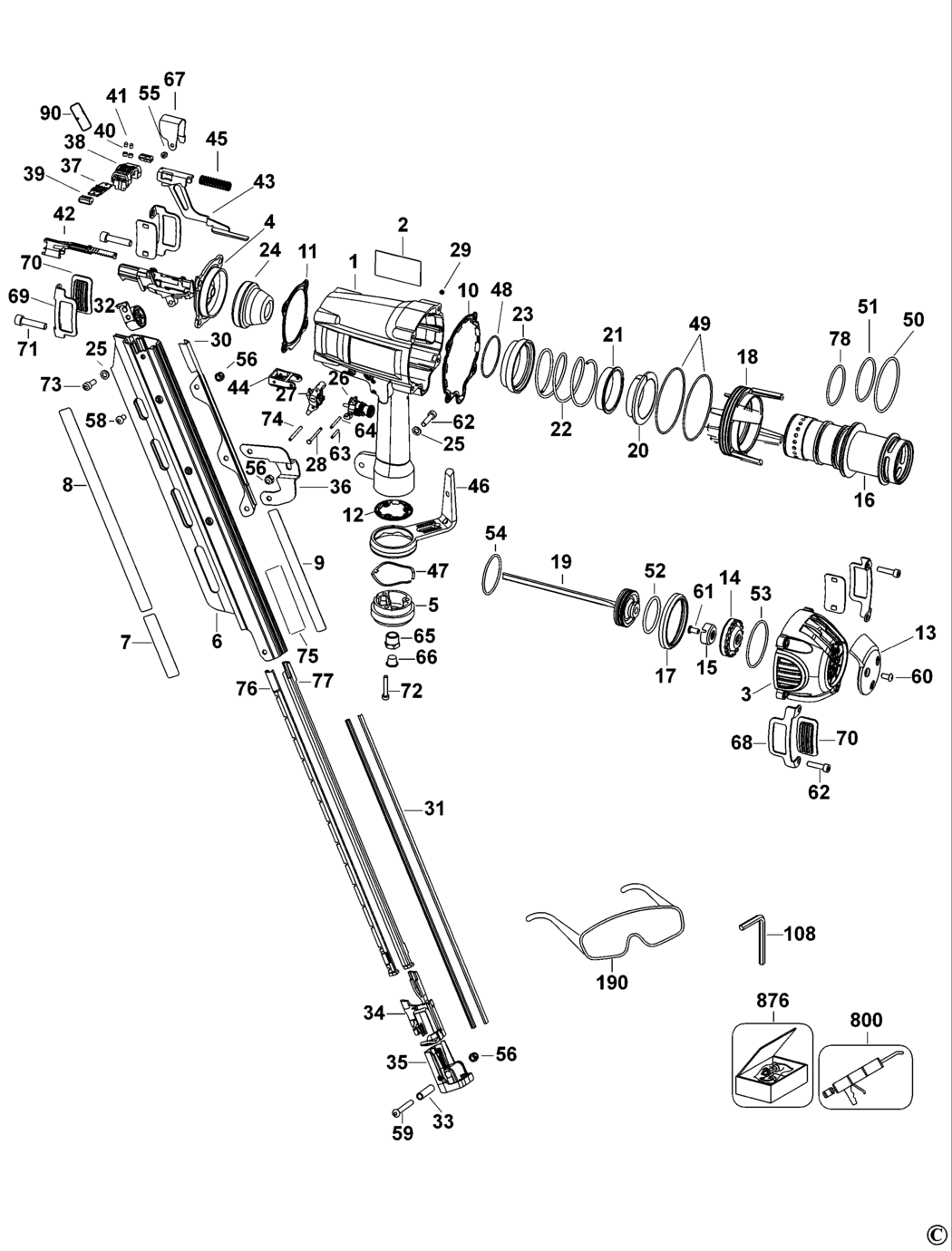 Dewalt D51850 Type 1 Clipped Head Framing Nailer Spare Parts