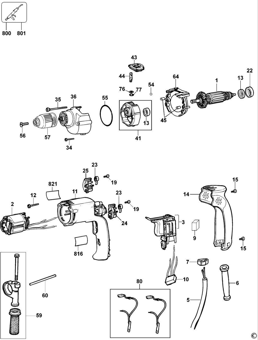 Dewalt D21711 Type 3 Hammer Drill Spare Parts