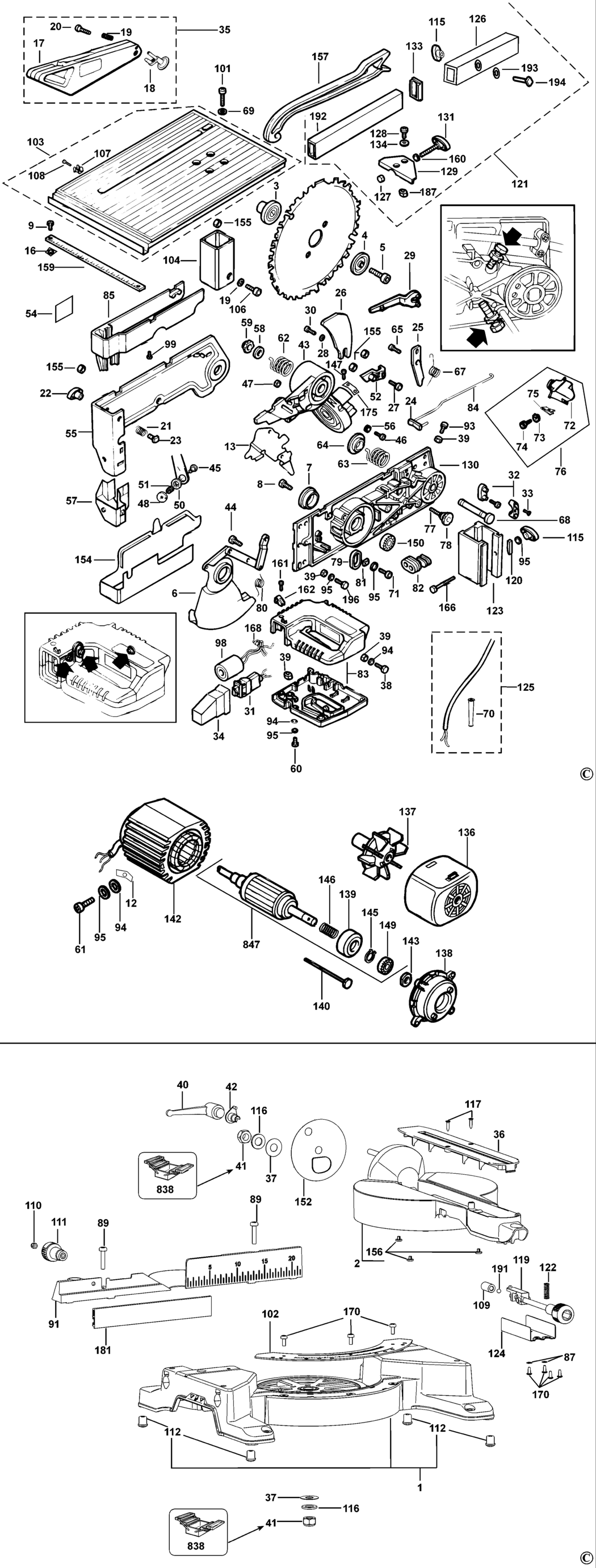 Dewalt DW711 Type 5 Table Saw Spare Parts