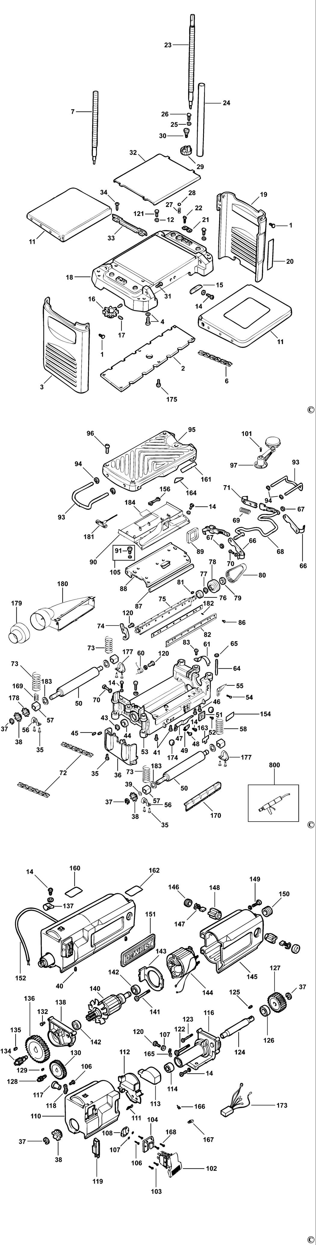 Dewalt DW734 Type 1 Planer Thicknesser Spare Parts