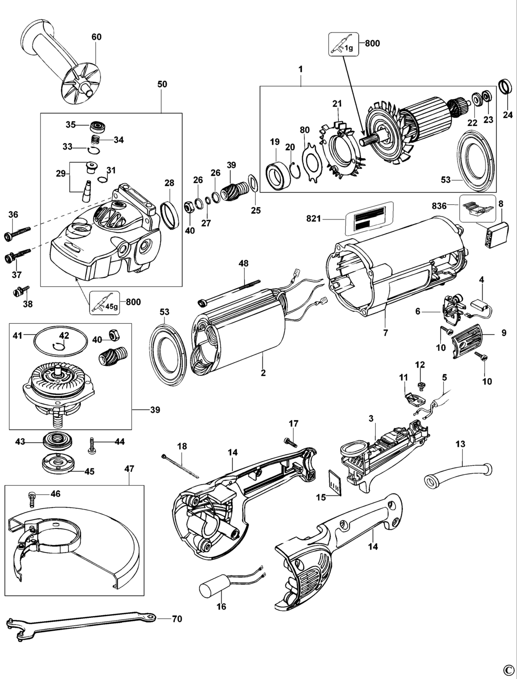 Dewalt D28422 Type 2 Angle Grinder Spare Parts