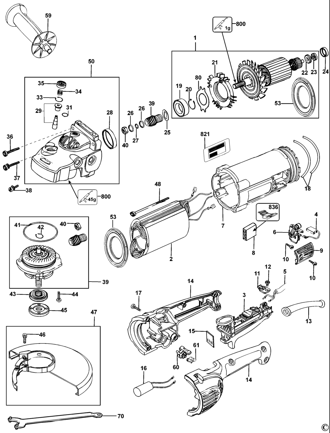 Dewalt D28423 Type 2 Angle Grinder Spare Parts