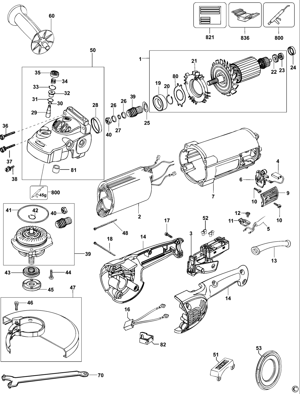 Dewalt D28414 Type 3 Angle Grinder Spare Parts