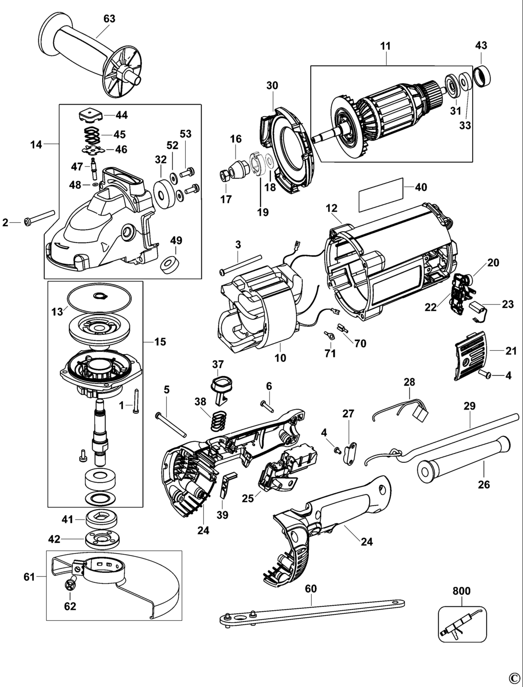 Dewalt D28491 Type 2 Angle Grinder Spare Parts