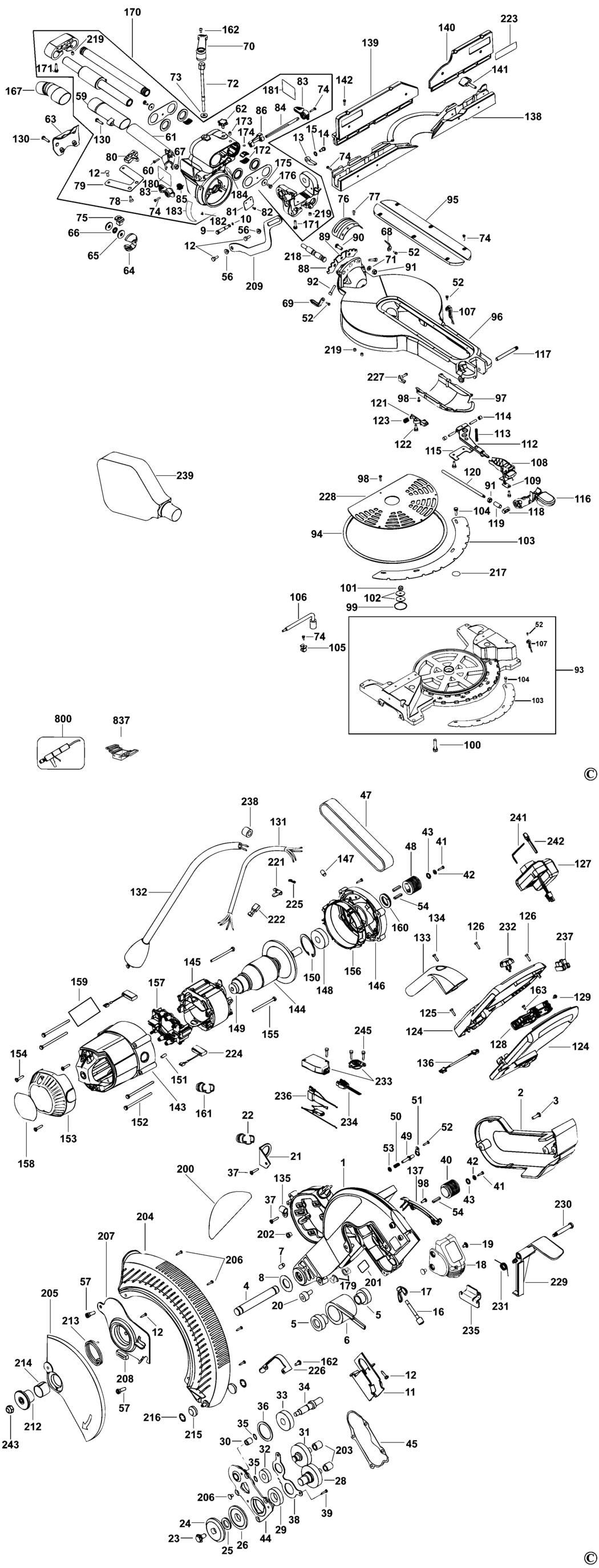 Dewalt DW718XPS Type 2 Mitre Saw Spare Parts