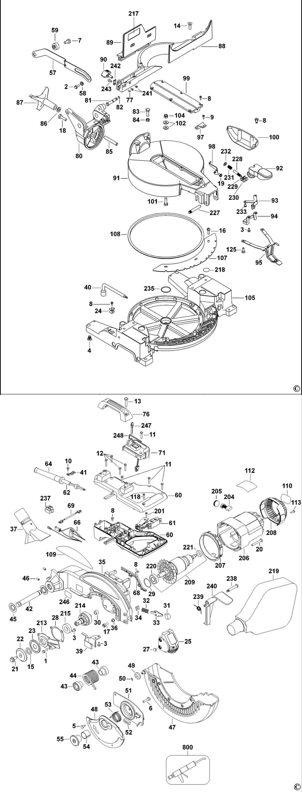 Dewalt DW713XPS Type 1 Mitre Saw Spare Parts