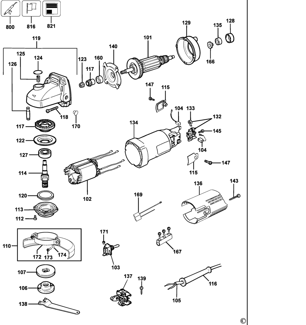 Dewalt DW811 Type 3 Small Angle Grinder Spare Parts