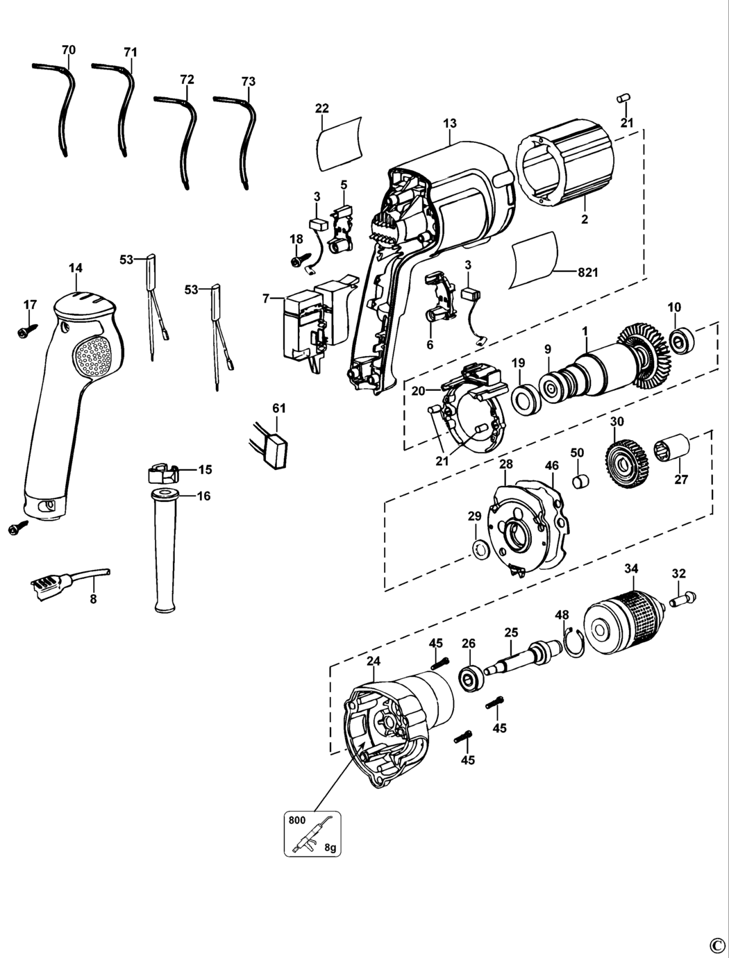 Dewalt DW217 Type 5 Drill Spare Parts