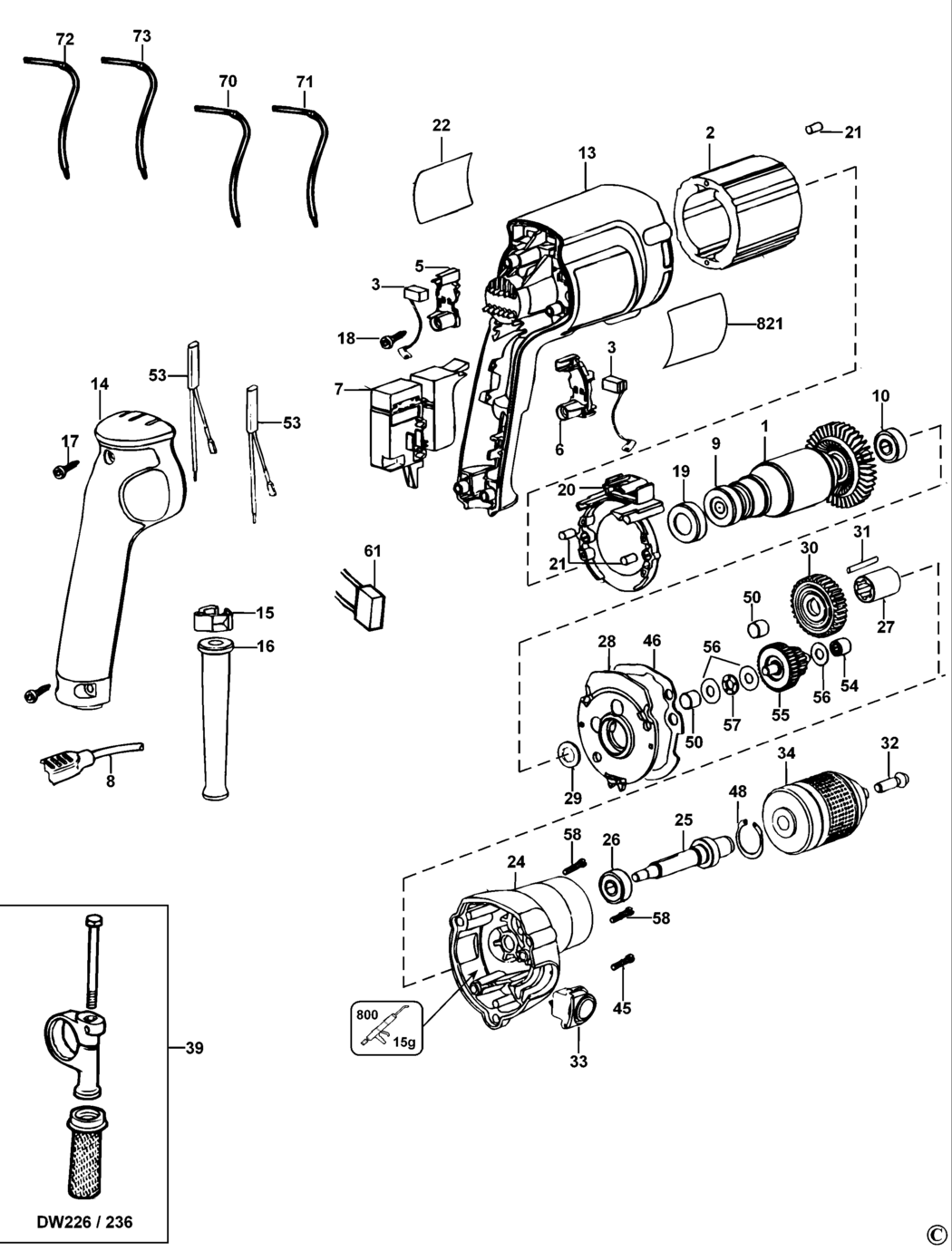 Dewalt DW236I Type 5 Drill Spare Parts