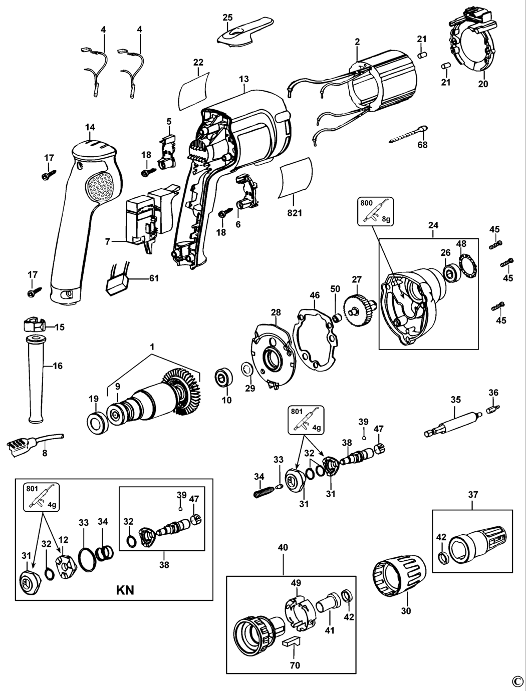 Dewalt DW275KN Type 5 Screwdriver Spare Parts