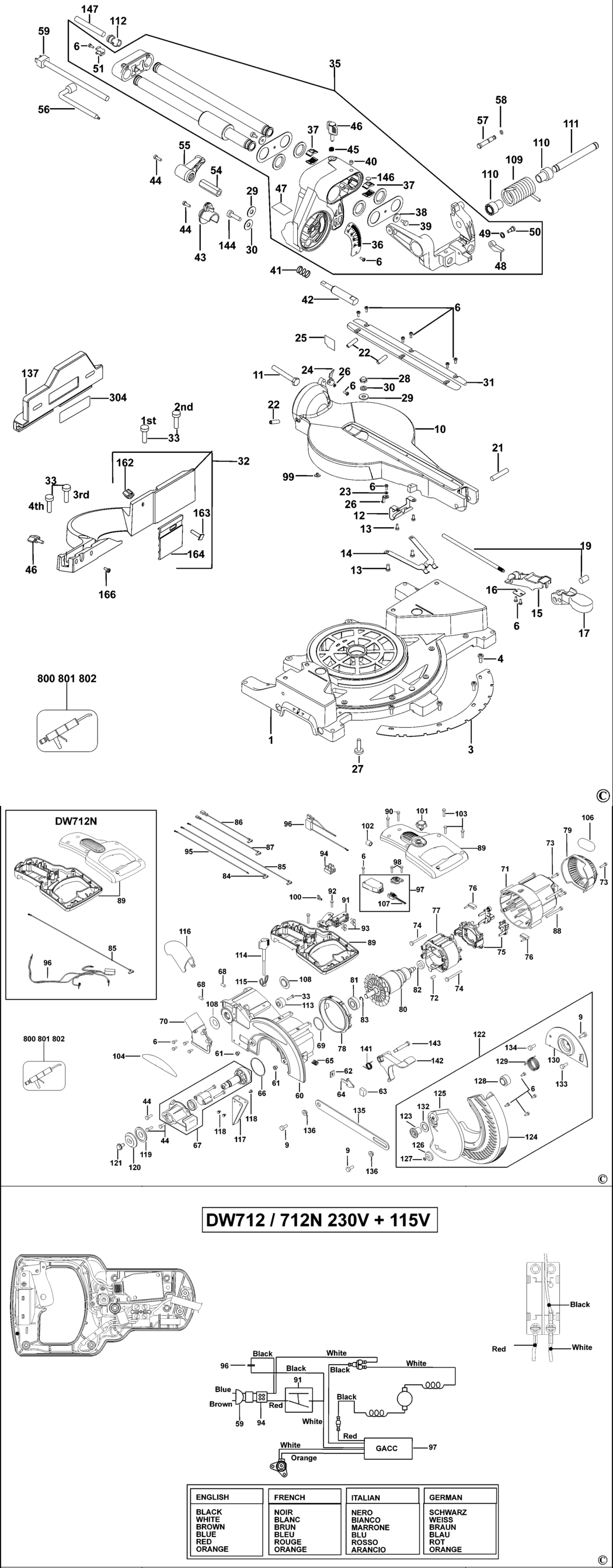 Dewalt DW712 Type 3 Mitre Saw Spare Parts