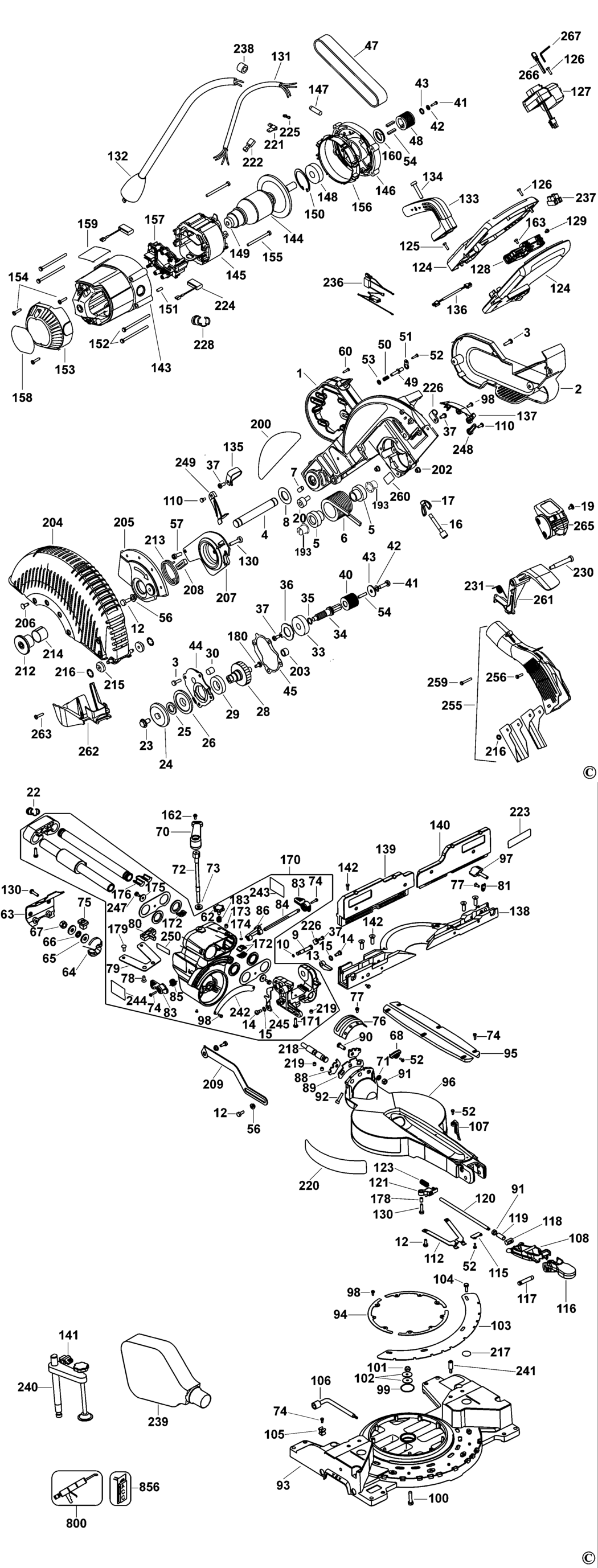 Dewalt DW717XPS Type 1 Mitre Saw Spare Parts