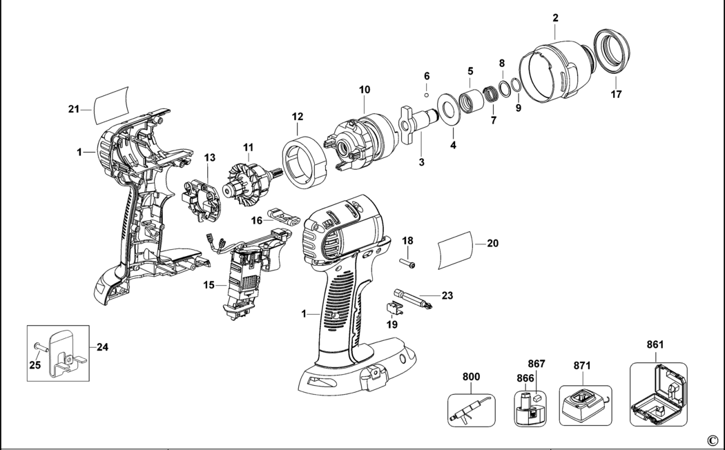 Dewalt DC837 Type 10 Impact Wrench Spare Parts