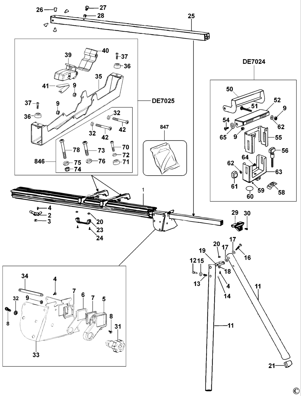 Dewalt DE7023- XP Type 1A Leg Stand Spare Parts