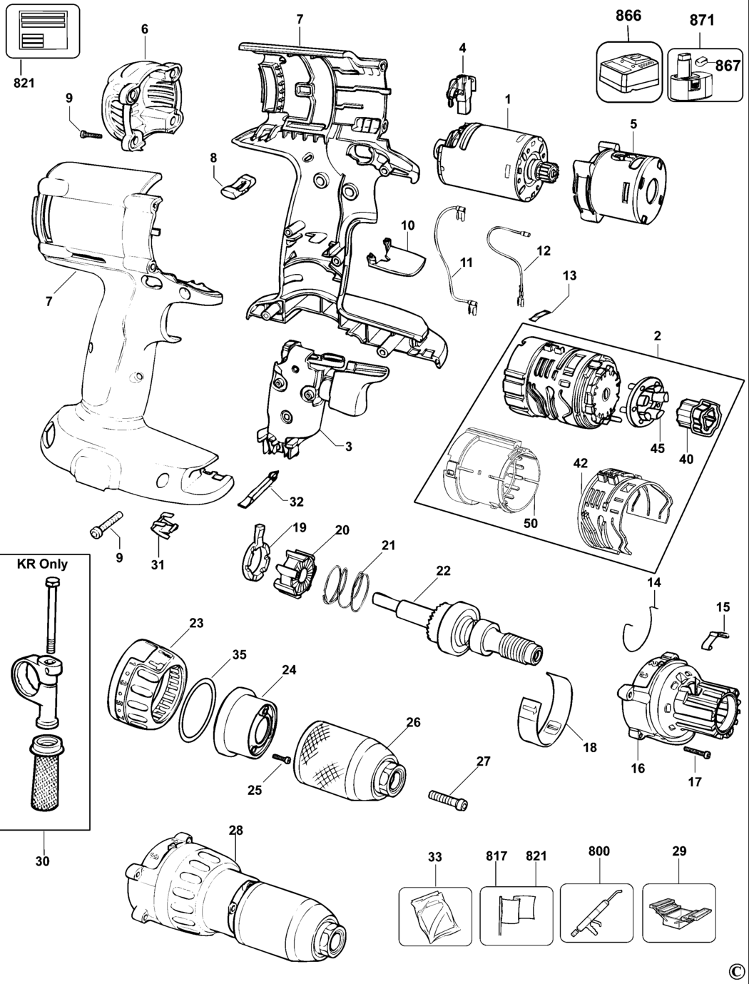 Dewalt DC984K Type 11 Combination Unit Spare Parts