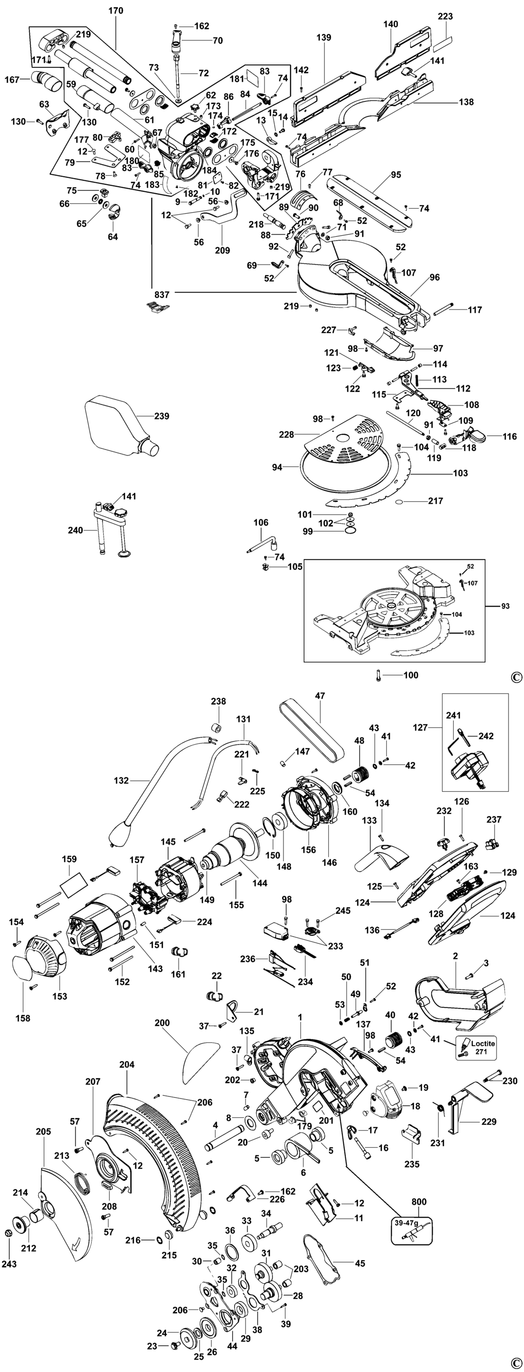 Dewalt DW718XPS Type 3 Mitre Saw Spare Parts