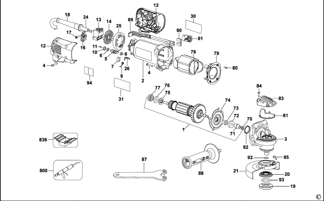Dewalt D28135 Type 3 Small Angle Grinder Spare Parts
