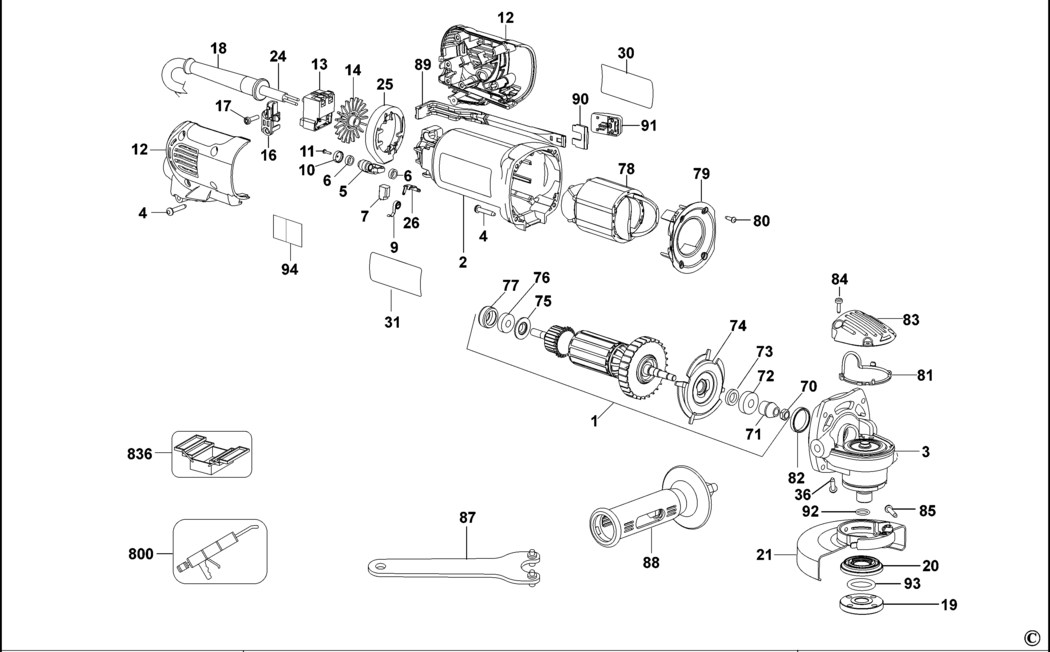 Dewalt D28141 Type 3 Small Angle Grinder Spare Parts