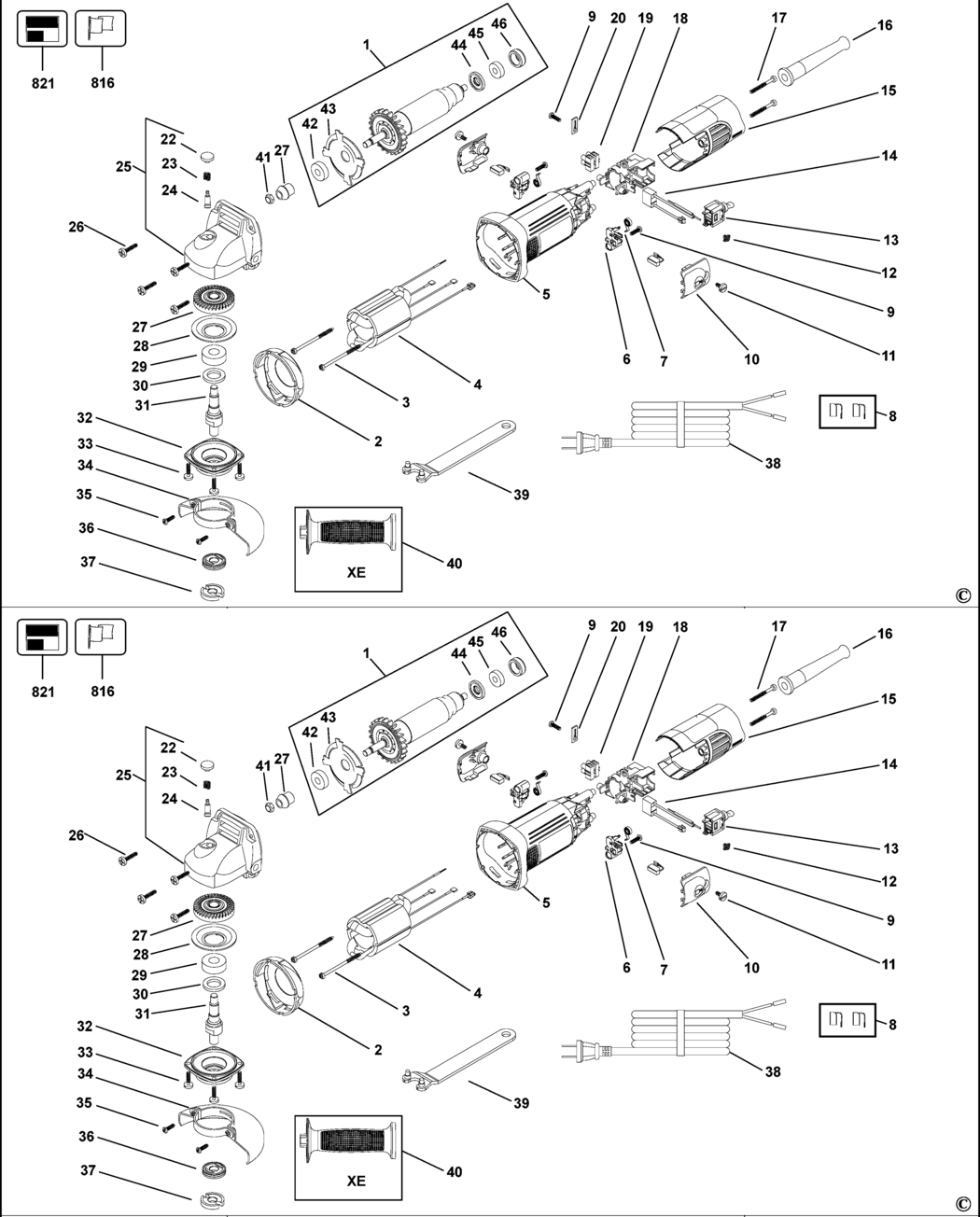 Dewalt D28000 Type 1 Small Angle Grinder Spare Parts