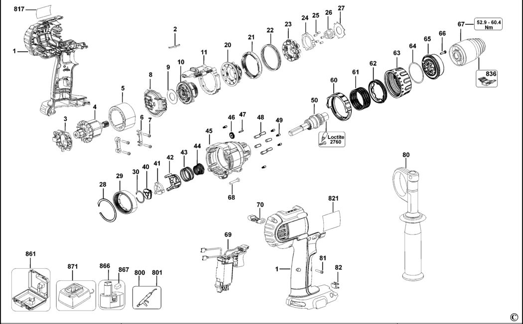 Dewalt DCD945 Type 10 Combination Unit Spare Parts
