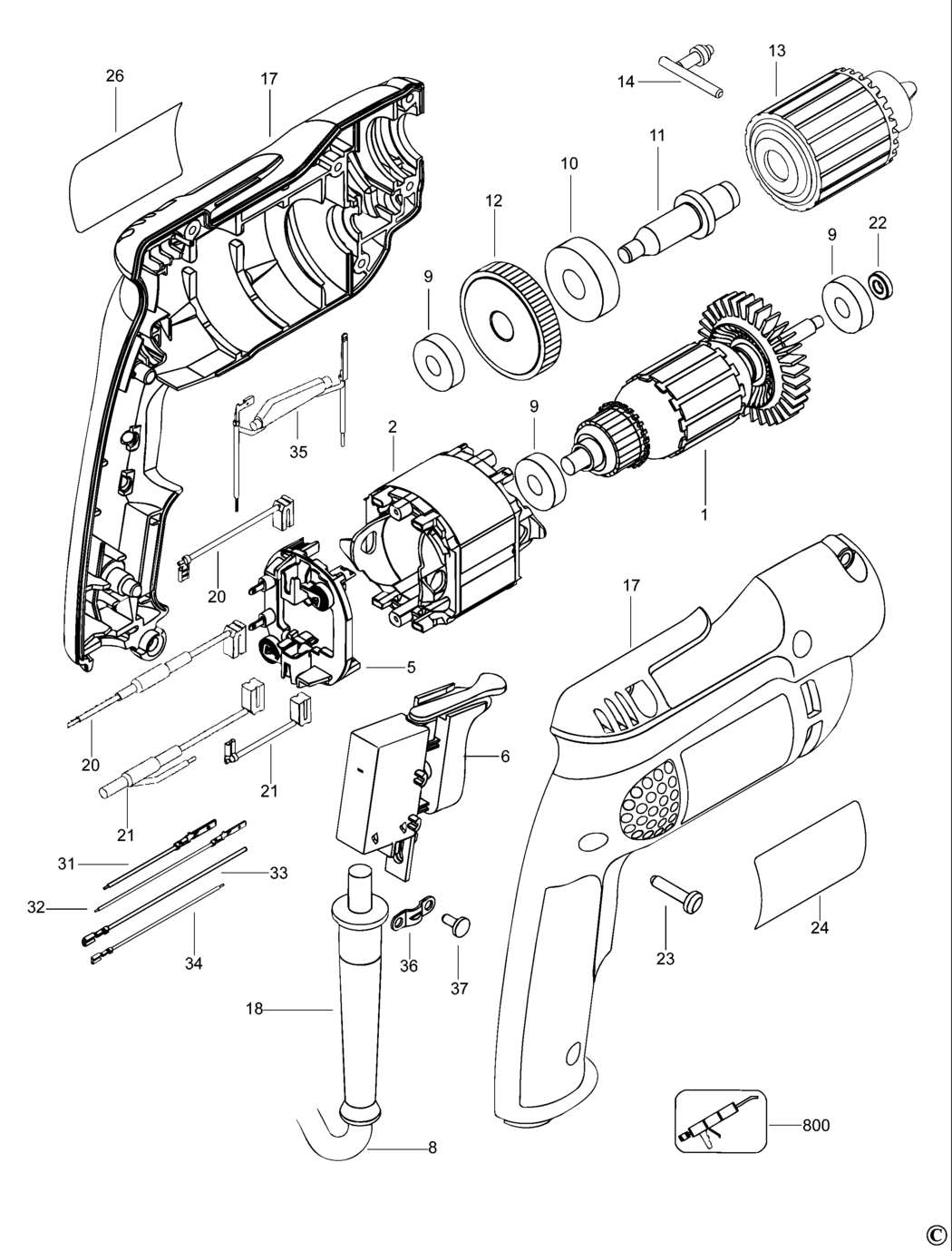 Dewalt D21003 Type 2 Drill Spare Parts