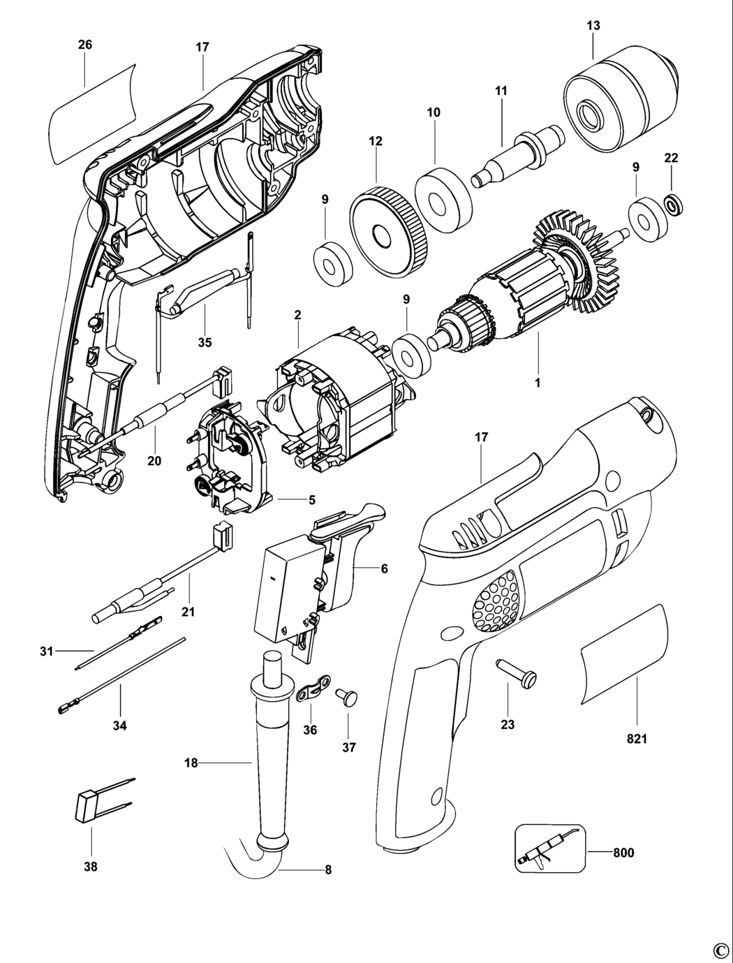 Dewalt D21008 Type 2 Drill Spare Parts