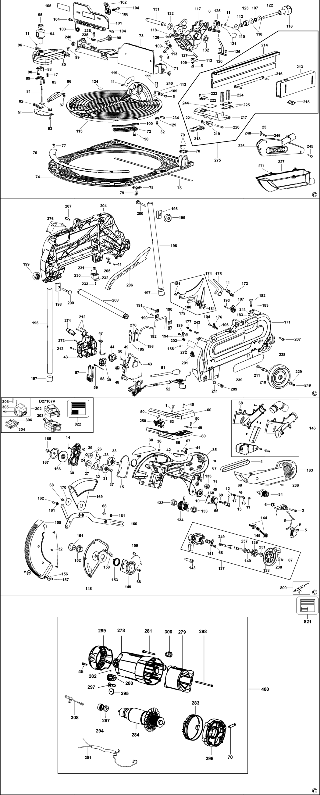 Dewalt D27107 Type 2 Combination Saw Spare Parts