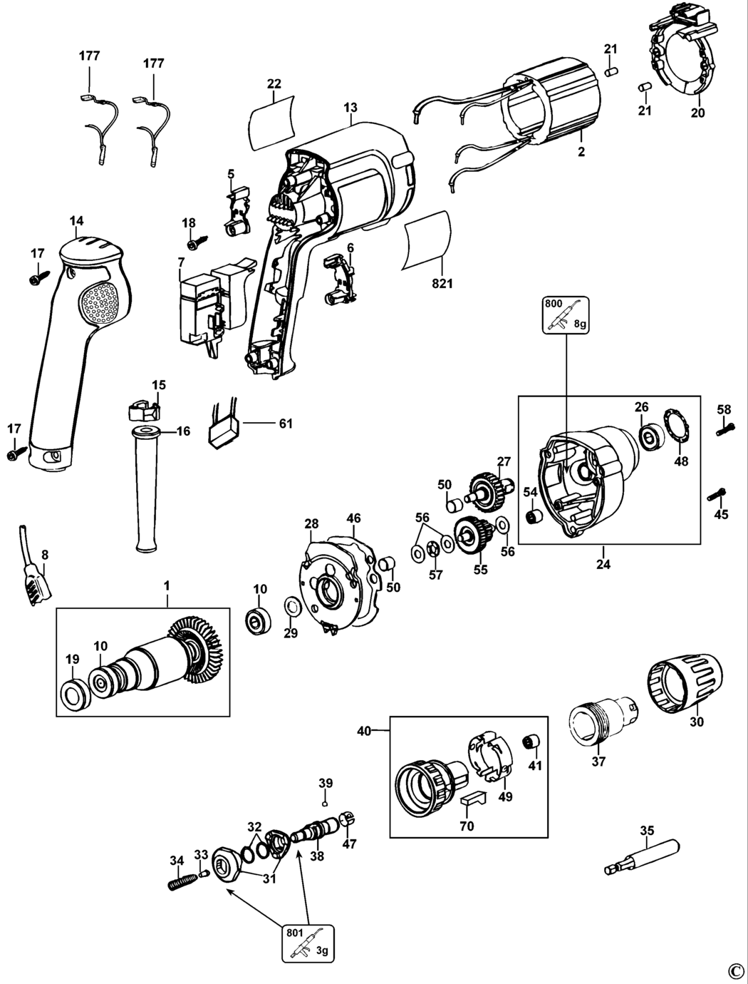 Dewalt DW266 Type 5 Screwdriver Spare Parts