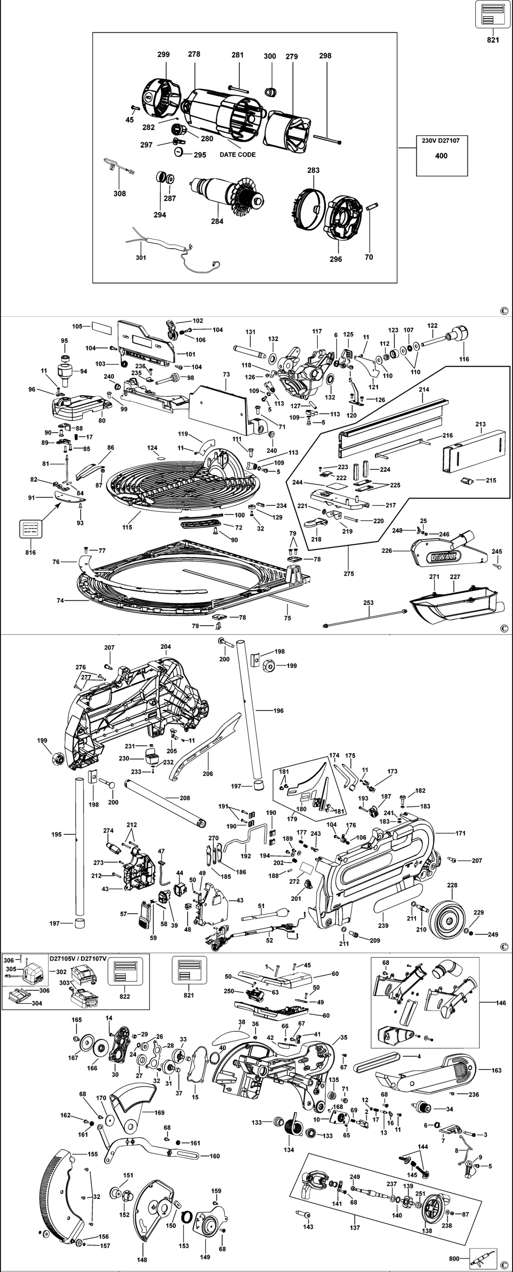 Dewalt D27107 Type 3 Combination Saw Spare Parts