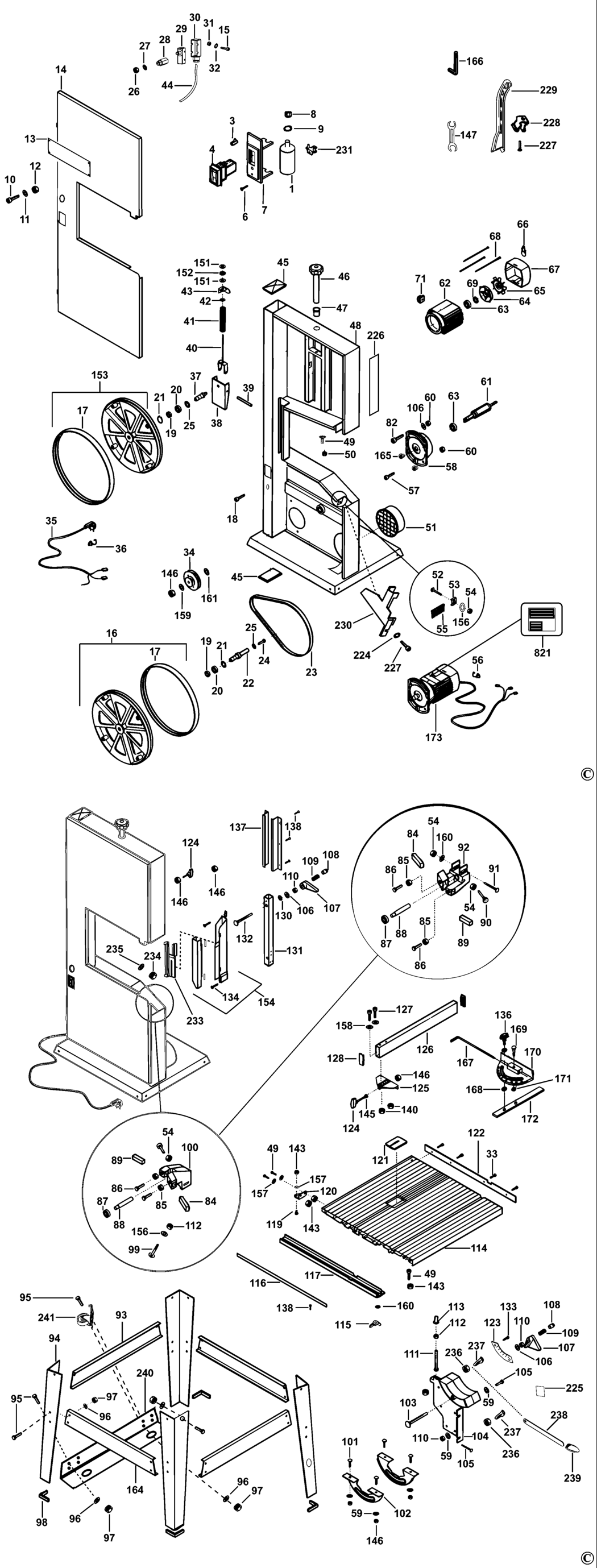 Dewalt DW876 Type 3 Bandsaw Spare Parts