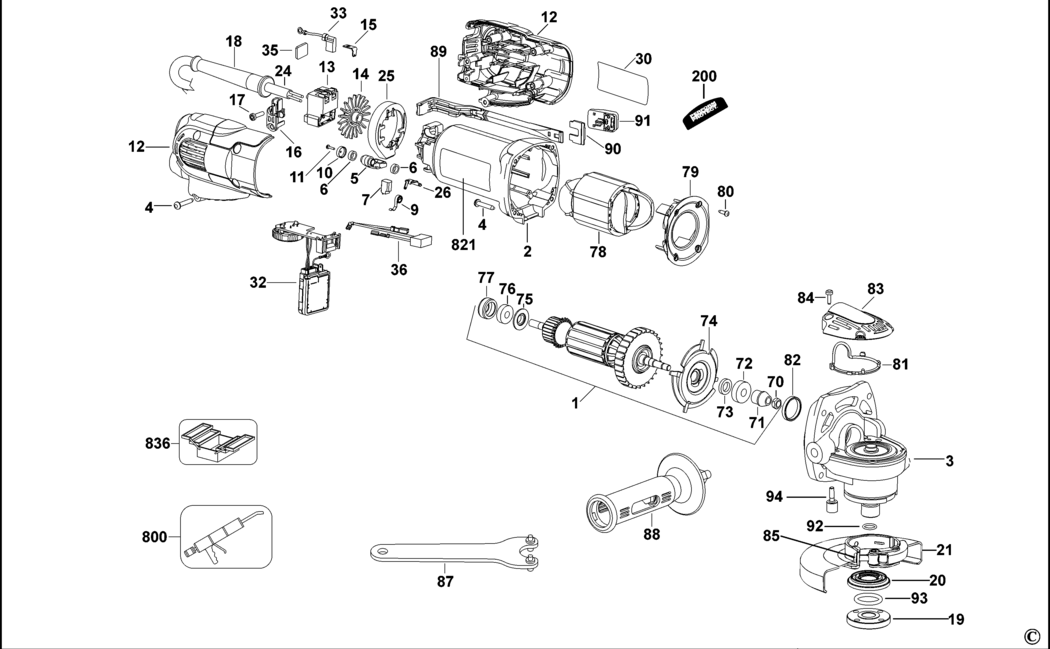 Dewalt D28116 Type 3 Small Angle Grinder Spare Parts