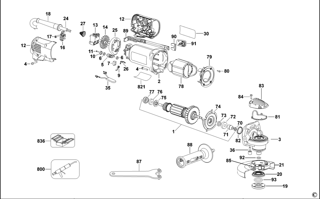 Dewalt D28130 Type 3 Small Angle Grinder Spare Parts