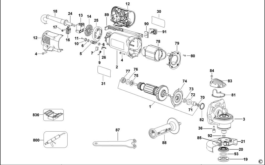 Dewalt D28132C Type 2 Small Angle Grinder Spare Parts