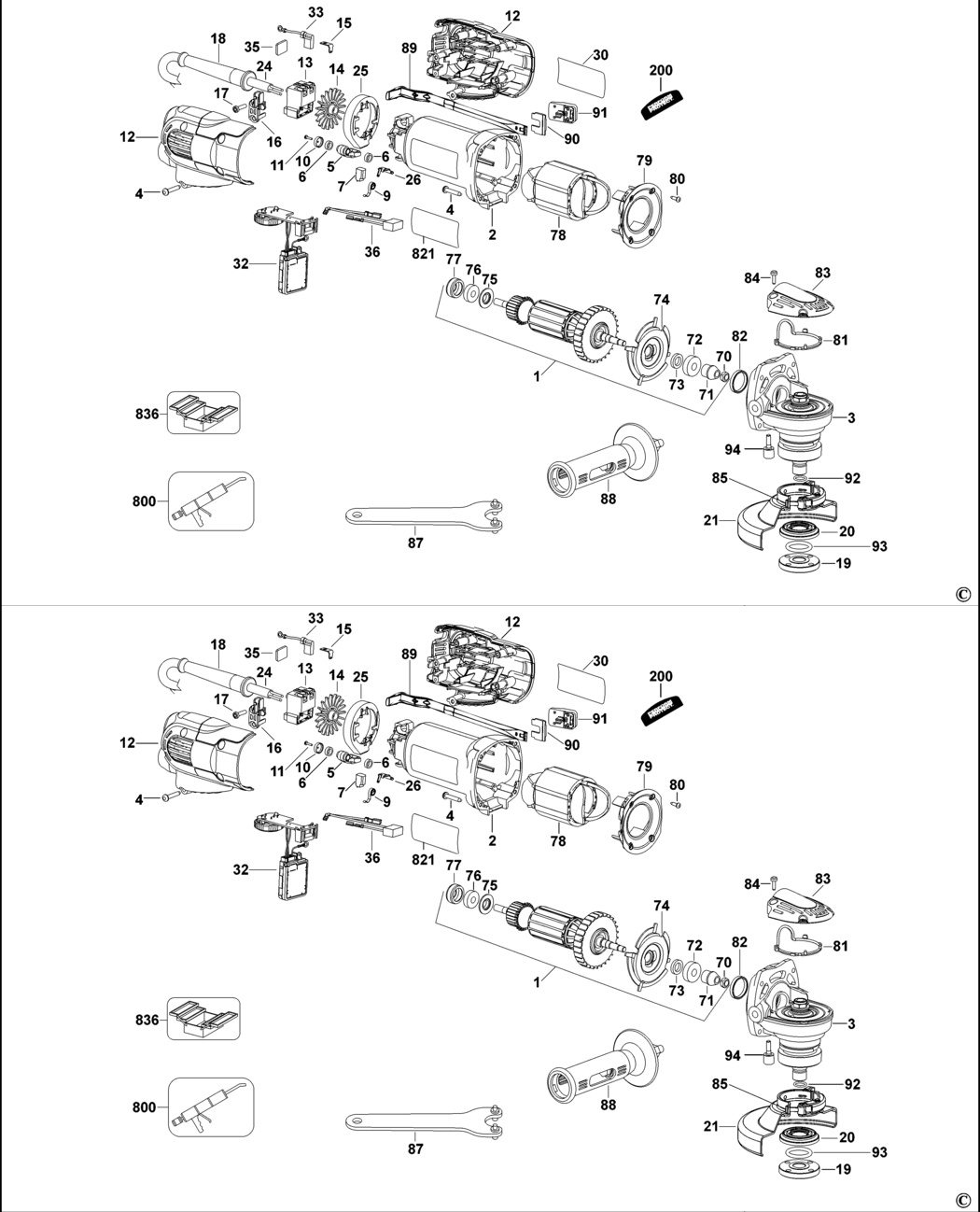 Dewalt D28137 Type 2 Small Angle Grinder Spare Parts