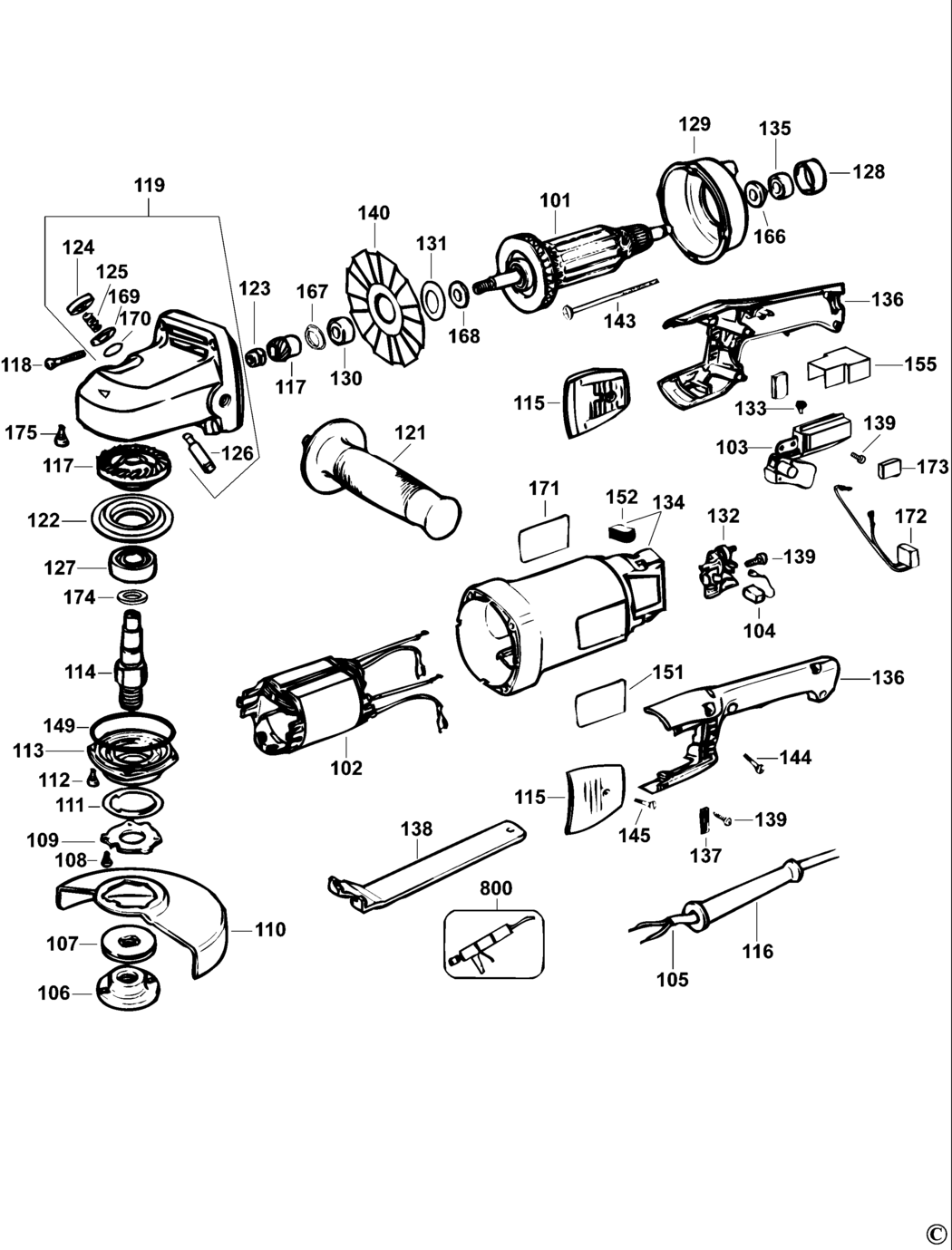 Dewalt DW831 Type 4 Small Angle Grinder Spare Parts