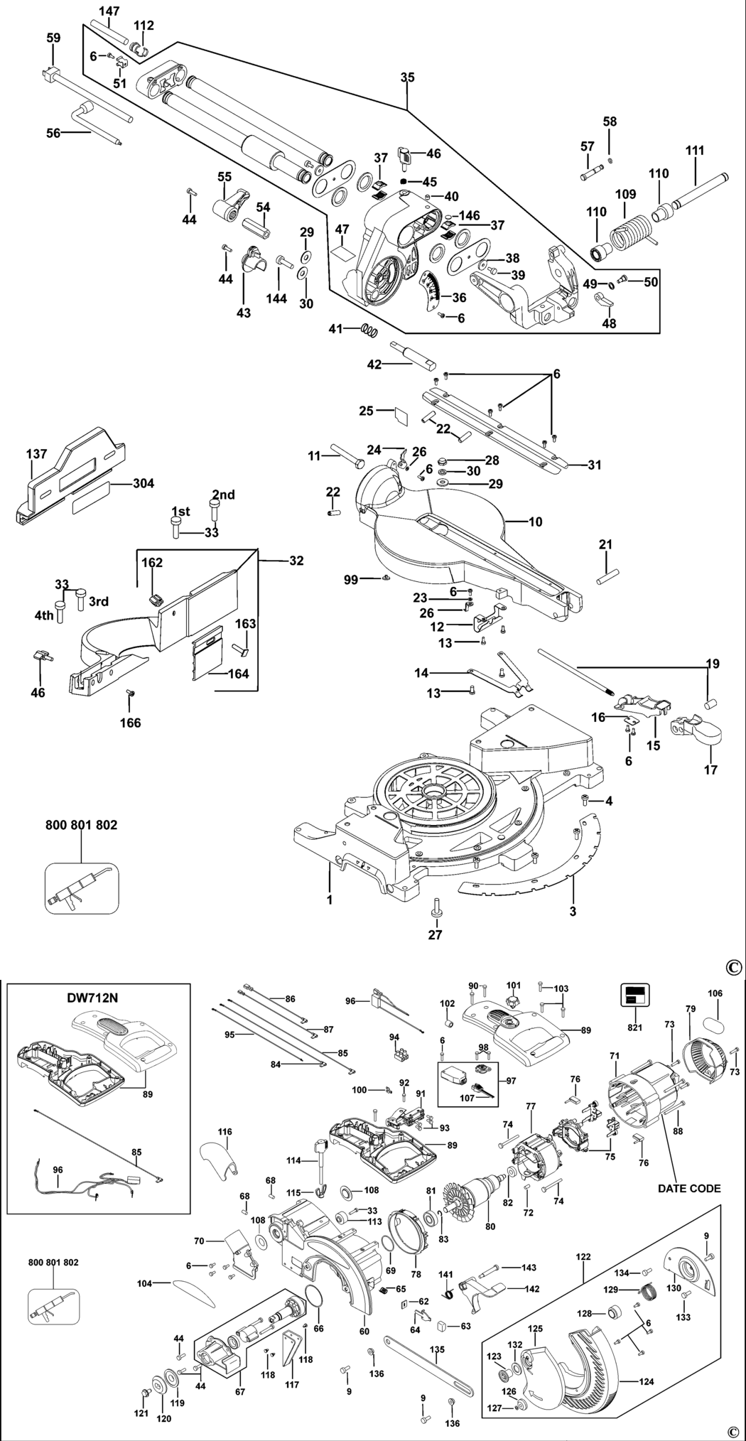 Dewalt DW712 Type 4 Mitre Saw Spare Parts