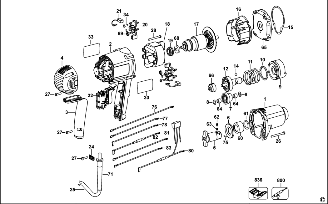 Dewalt DW292 Type 2 Impact Wrench Spare Parts