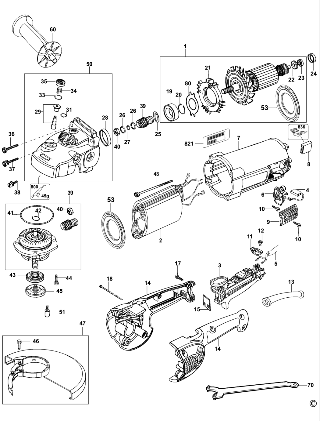 Dewalt D28411 Type 3 Angle Grinder Spare Parts