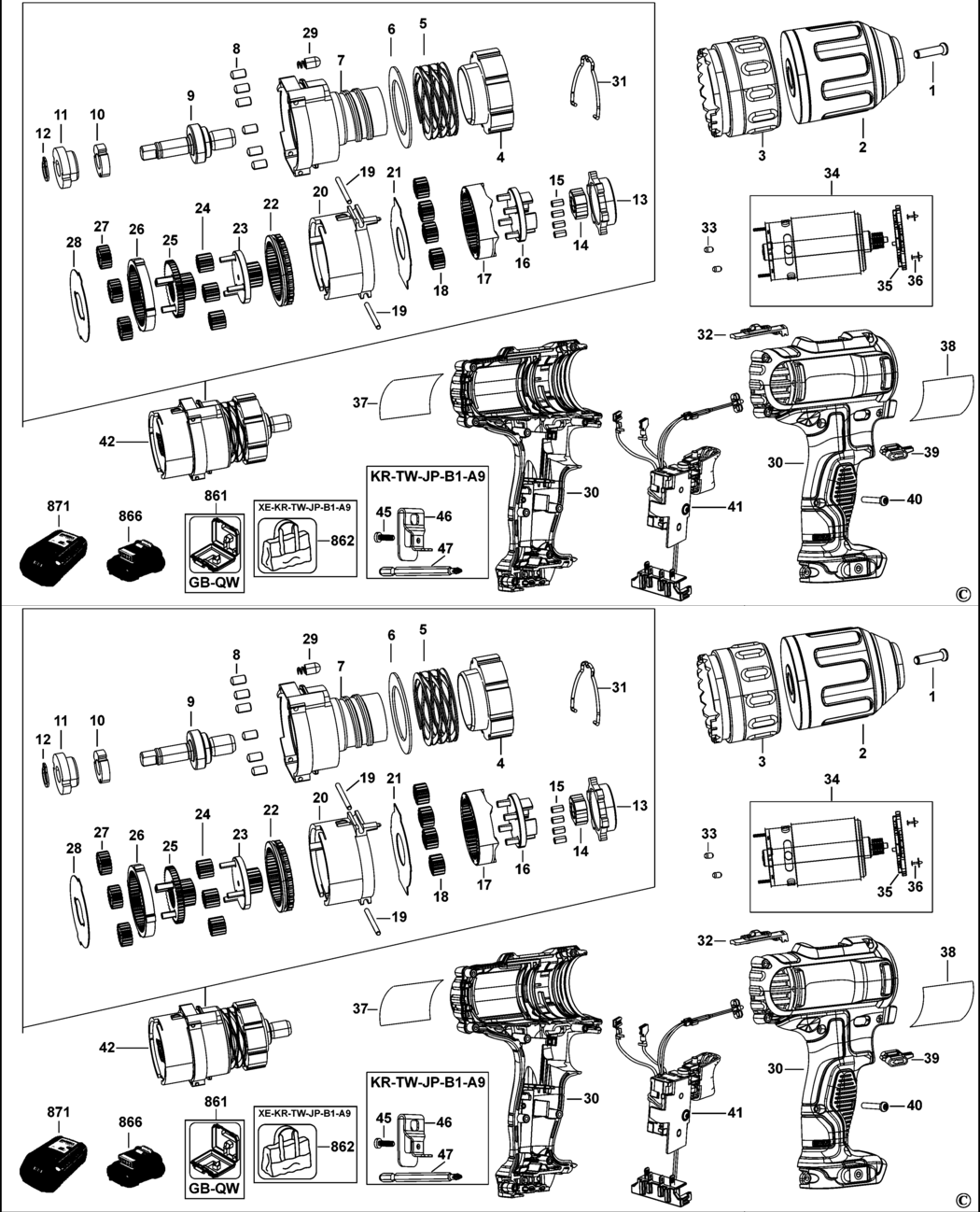 Dewalt DCD710 Type 1 Cordless Drill Spare Parts