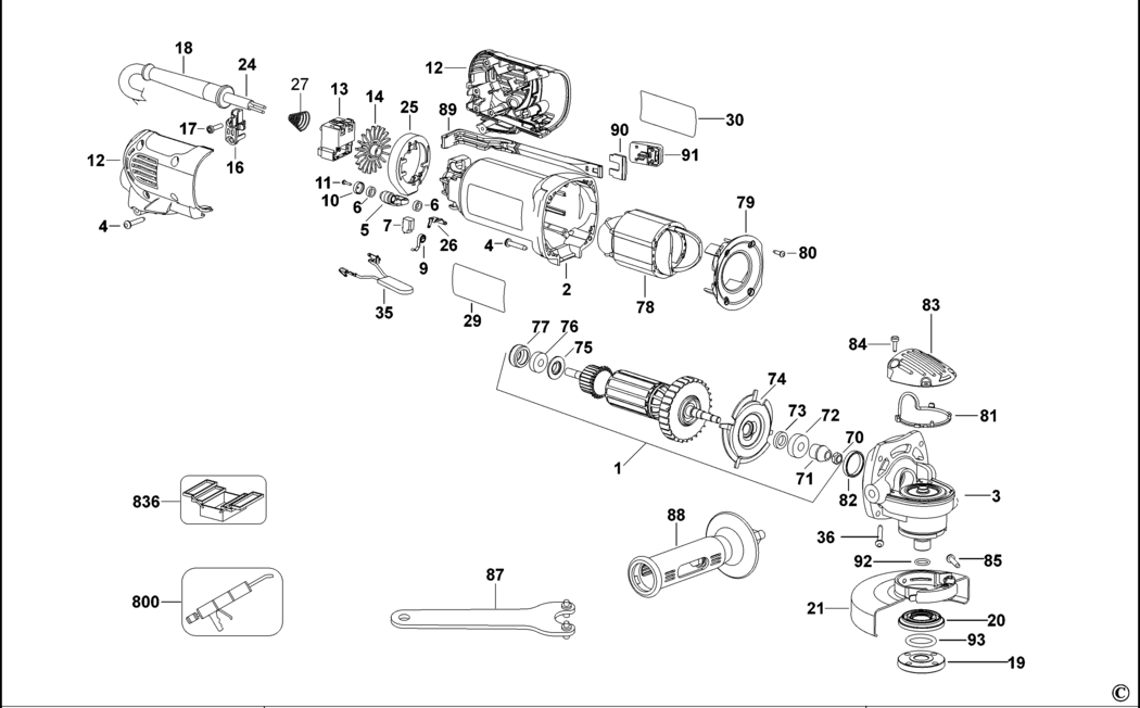 Dewalt D28130K Type 3 - XE Small Angle Grinder Spare Parts