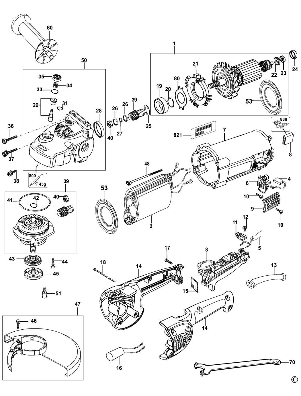 Dewalt D28423 Type 3 Angle Grinder Spare Parts